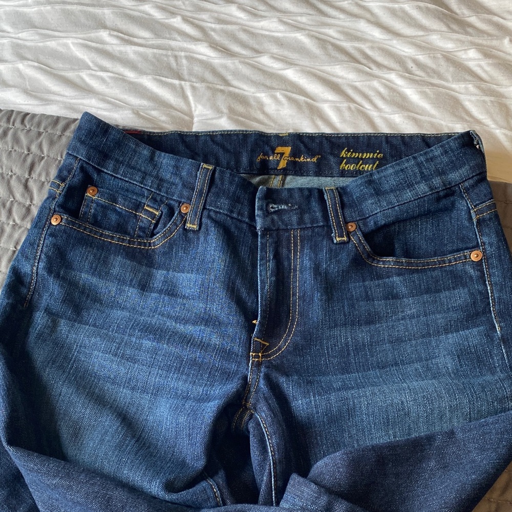 7 For All Mankind Dark Blue Kimmie Bootcut Jeans - Picture 3 of 6